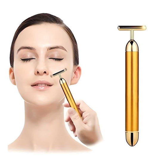24k Gold Polished Beauty Bar Electric Facial Massage Roller